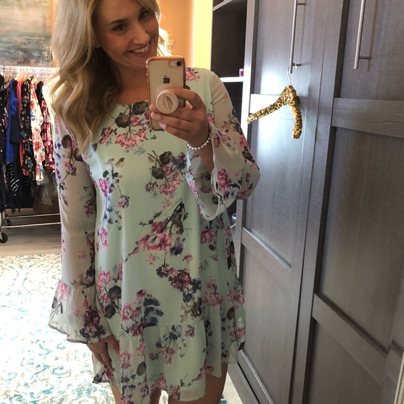 Mint Floral Dress - Picture 4 of 7